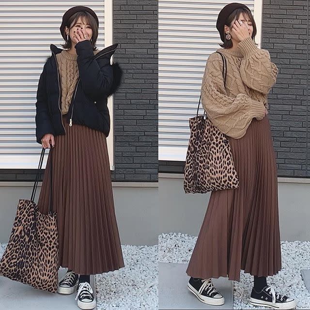 【YAECA】ブラウン冬物スカート【2〜3回使用】