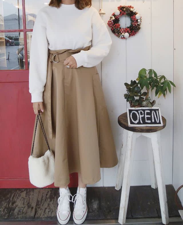春夏コーデ❤️ロングスカート　シンプル　お出かけ,パーティー ?media_id=3028580488976886318